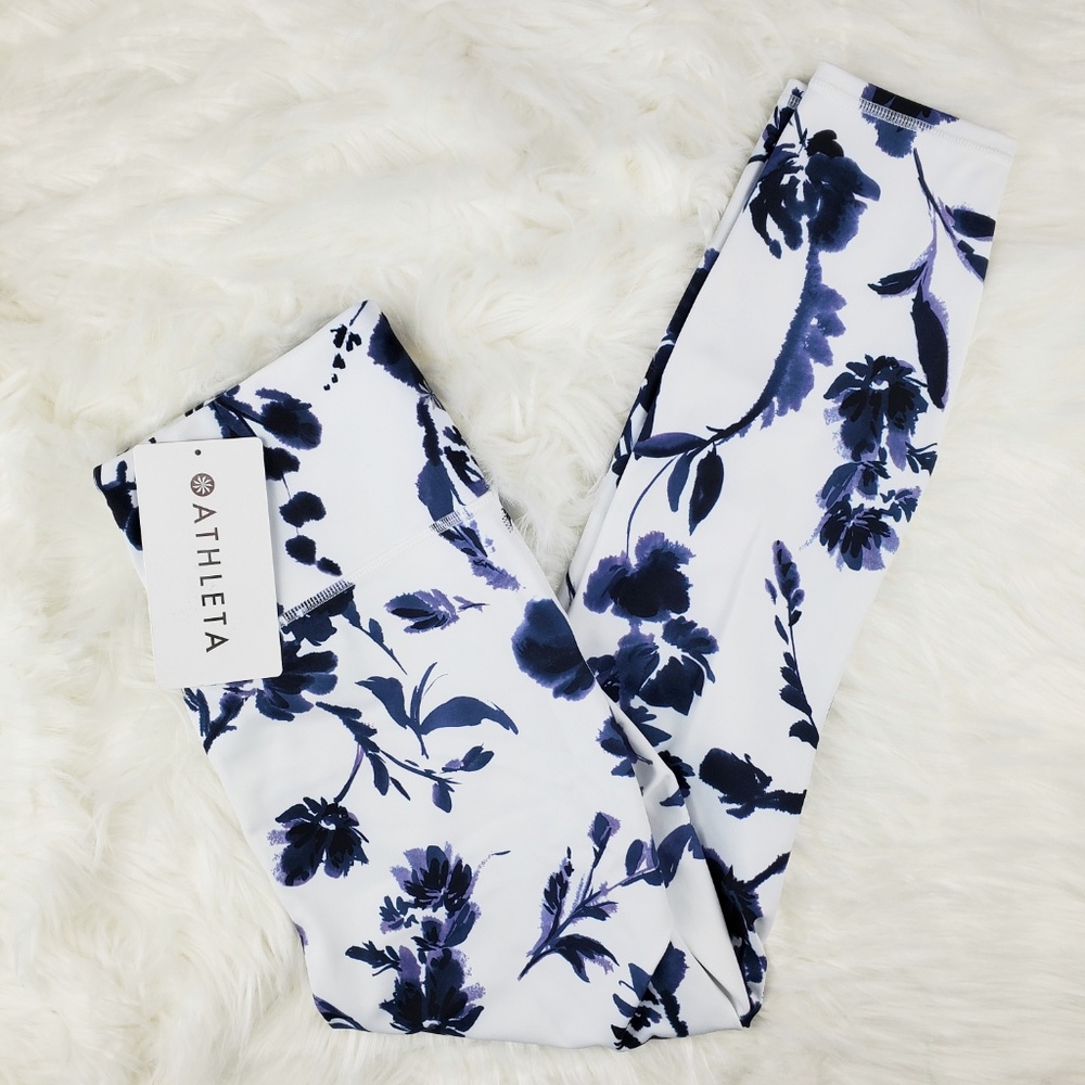 NWT Athleta White Water Flower 7/8 Leggings - Picture 7 of 7